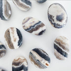 Blue Fluorite in Banded Agate Palm Stone — Grounding & Clarity Crystal