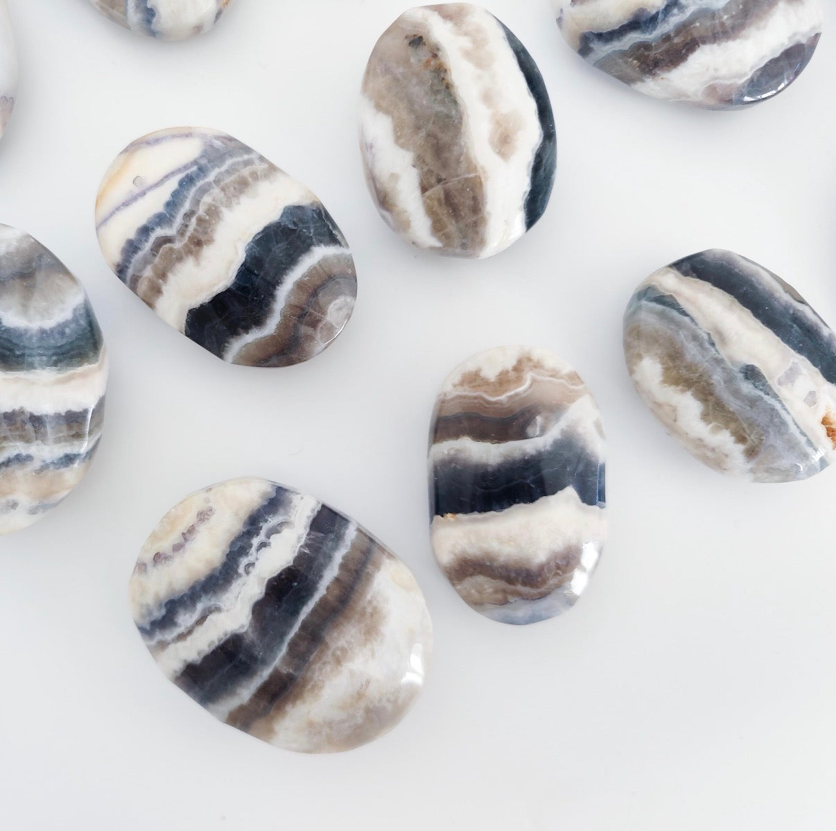 Blue Fluorite in Banded Agate Palm Stone — Grounding & Clarity Crystal