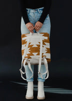 Woven Aztec Backpack — 100% Cotton in Camel & Cream