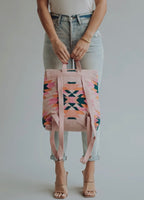 Woven Aztec Backpack — 100% Cotton in Pink, Teal & Orange