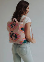 Woven Aztec Backpack — 100% Cotton in Pink, Teal & Orange