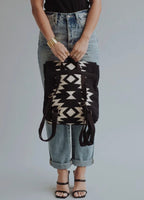 Woven Aztec Backpack — 100% Cotton in Black & Cream
