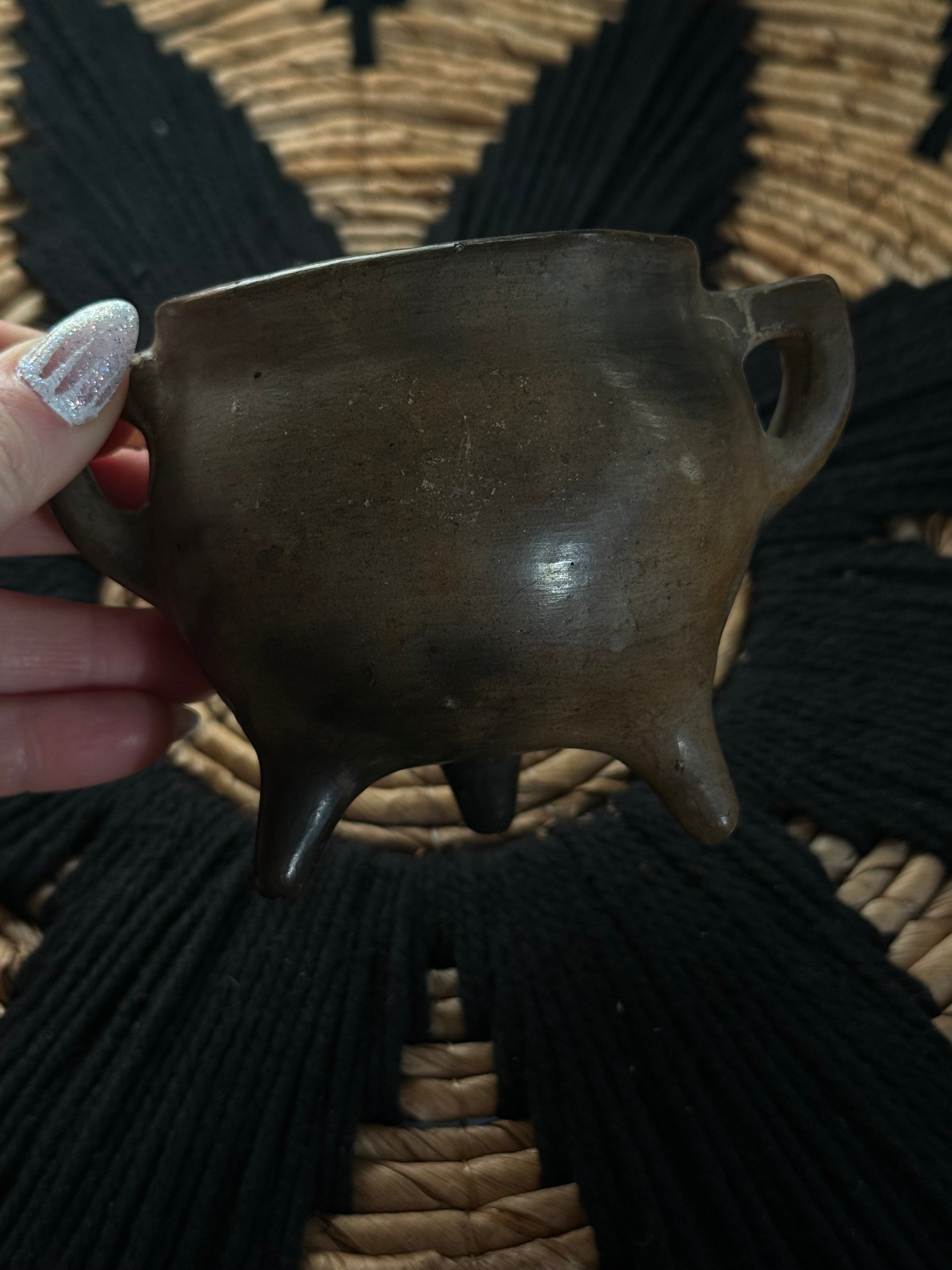 Small Earthy Three-Legged Ceramic Vessel