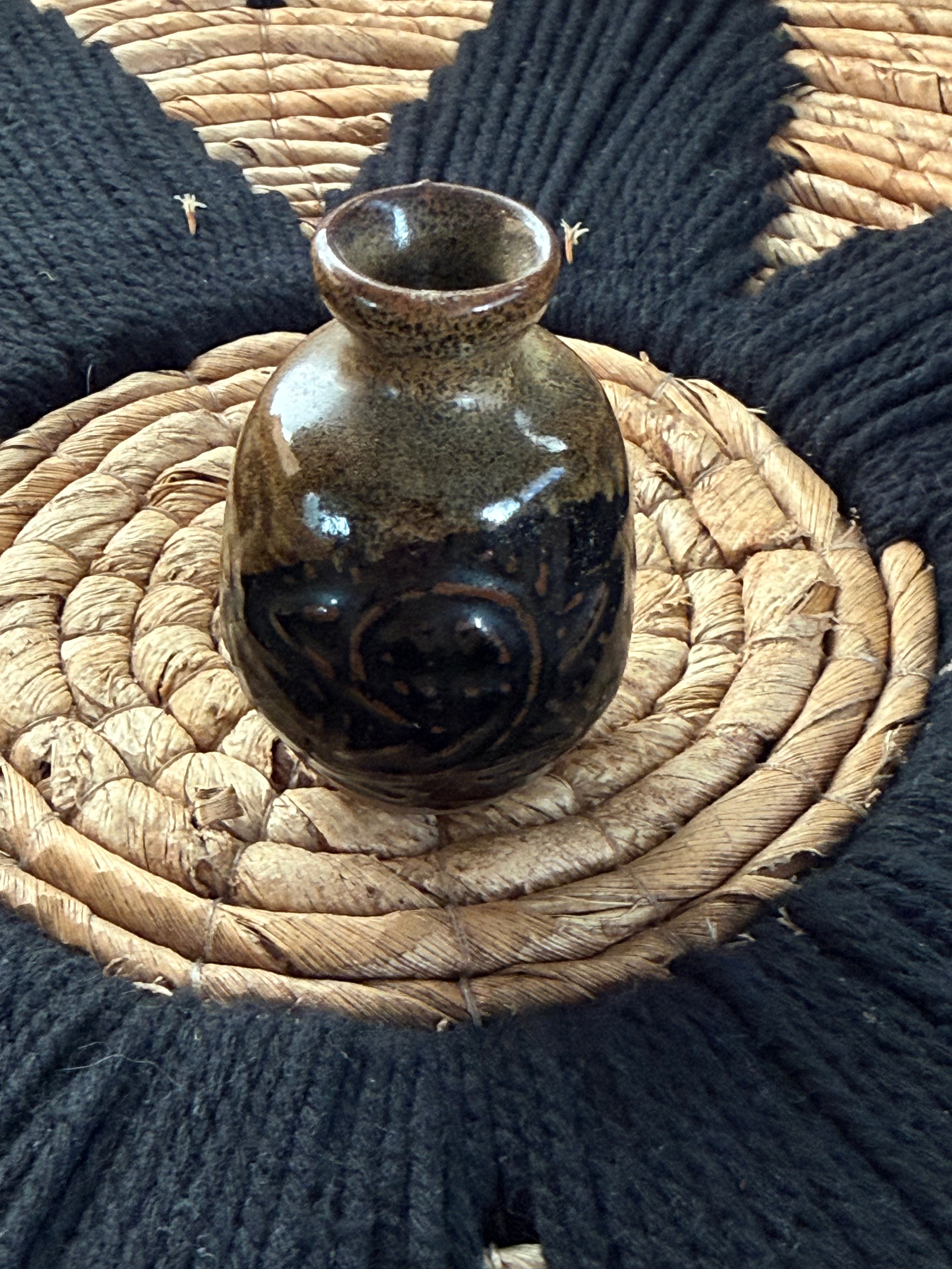 Tiny Symbol-Etched Ceramic Vase