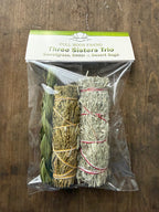 Three Sisters Trio Smudge Wand Set — Sweetgrass, Cedar & Desert Sage for Cleansing & Protection