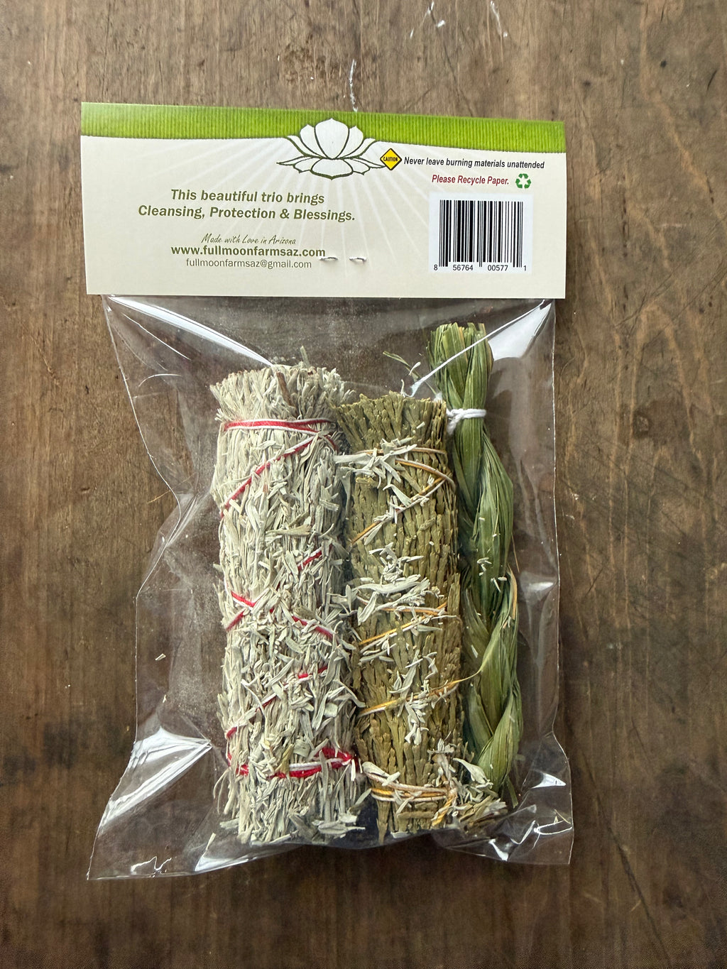 Three Sisters Trio Smudge Wand Set — Sweetgrass, Cedar & Desert Sage for Cleansing & Protection