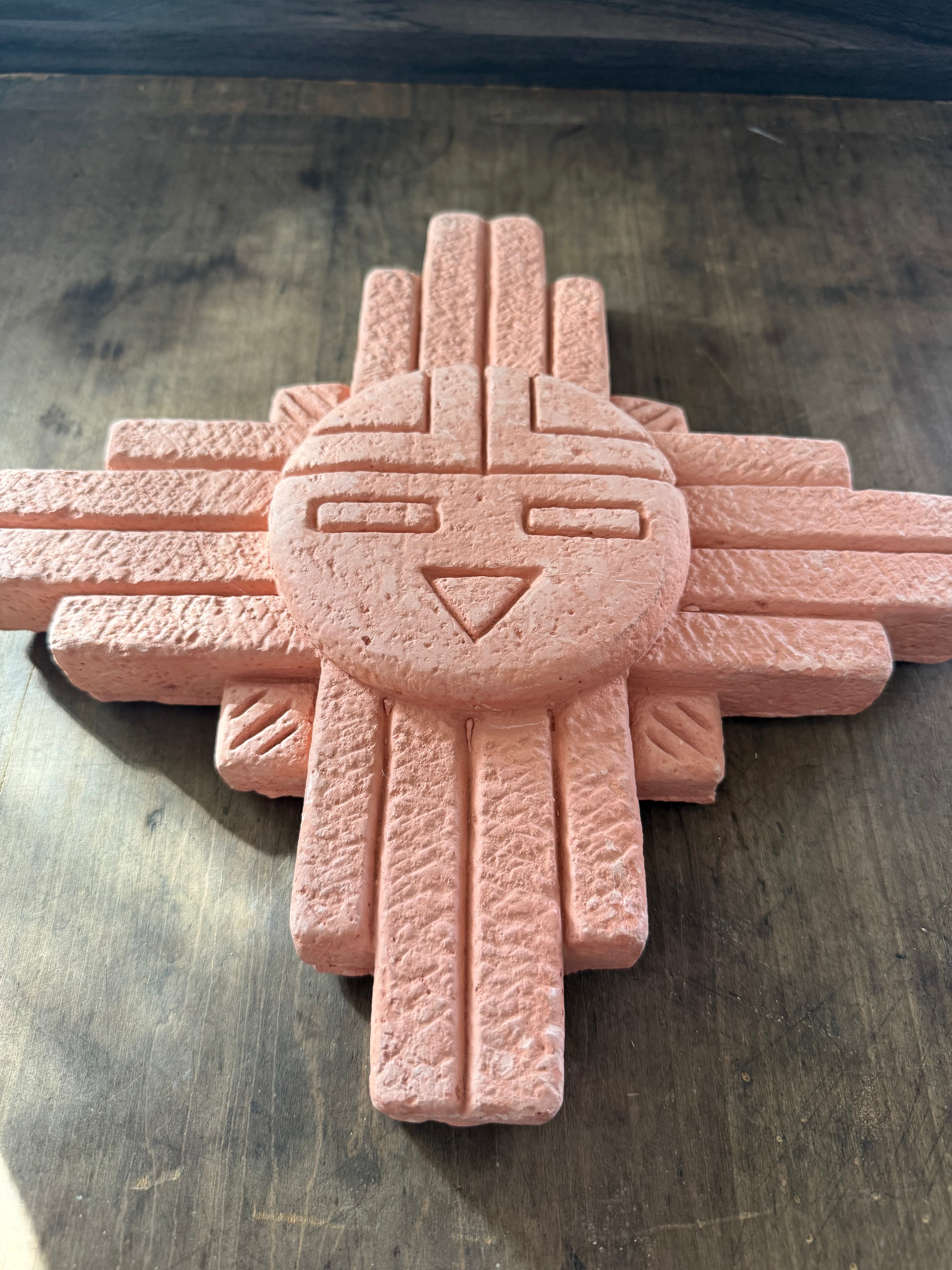 Zia Four Rays Sun with Face Ceramic Wall Art (12” x 12”) | Handmade in Mexico