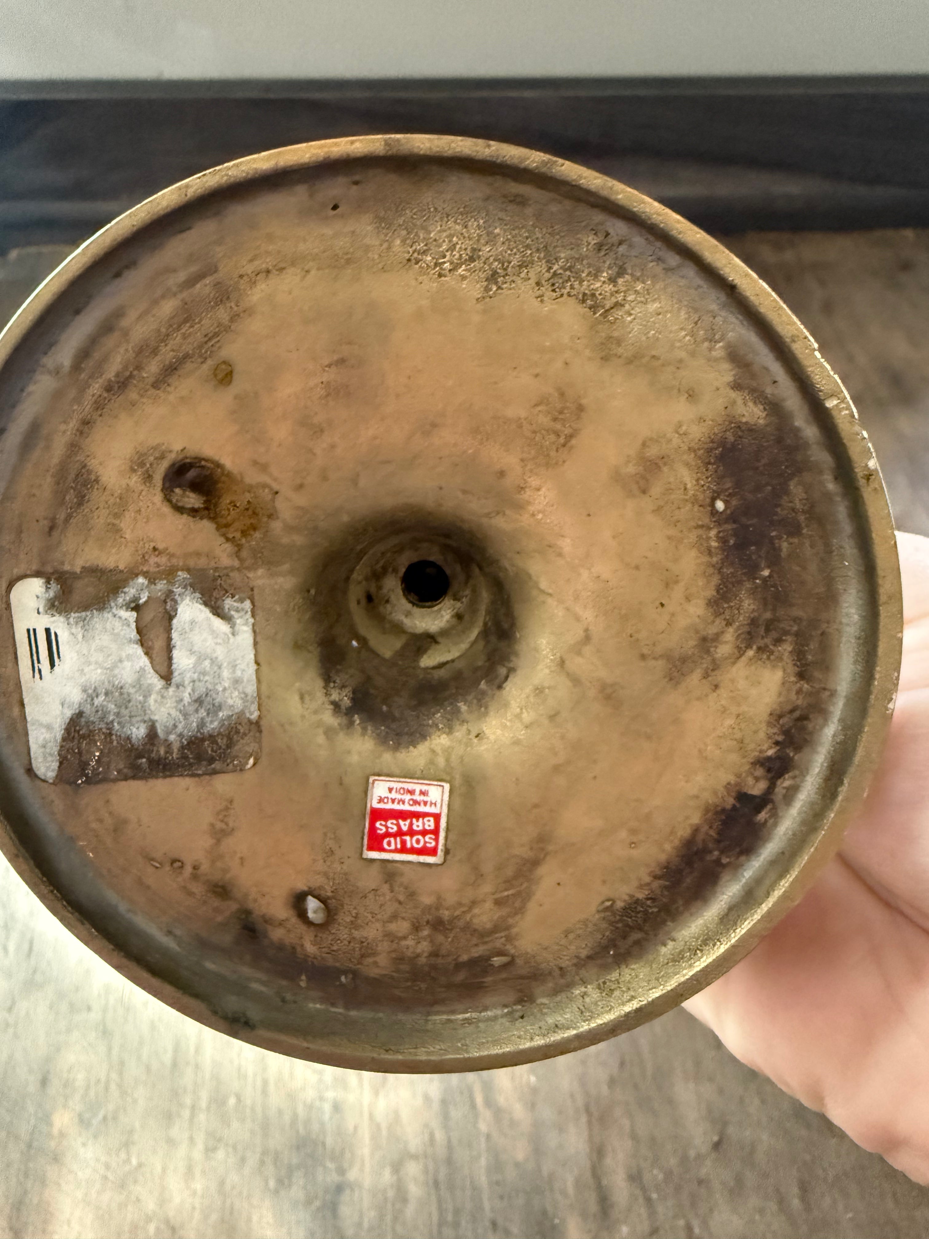 Vintage Solid Brass Celestial Sun Candlestick — Sun Face Taper Holder (11.5”)