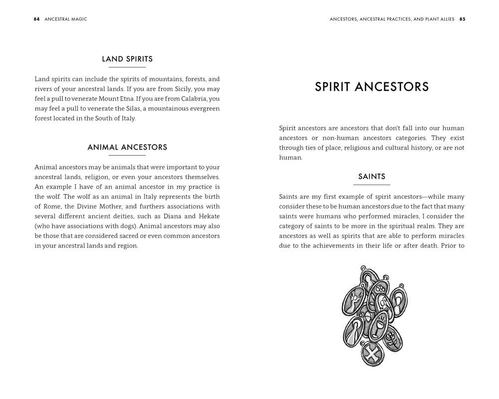 Page from a book or document about ancestral practices with text and an illustration of a symbol.
