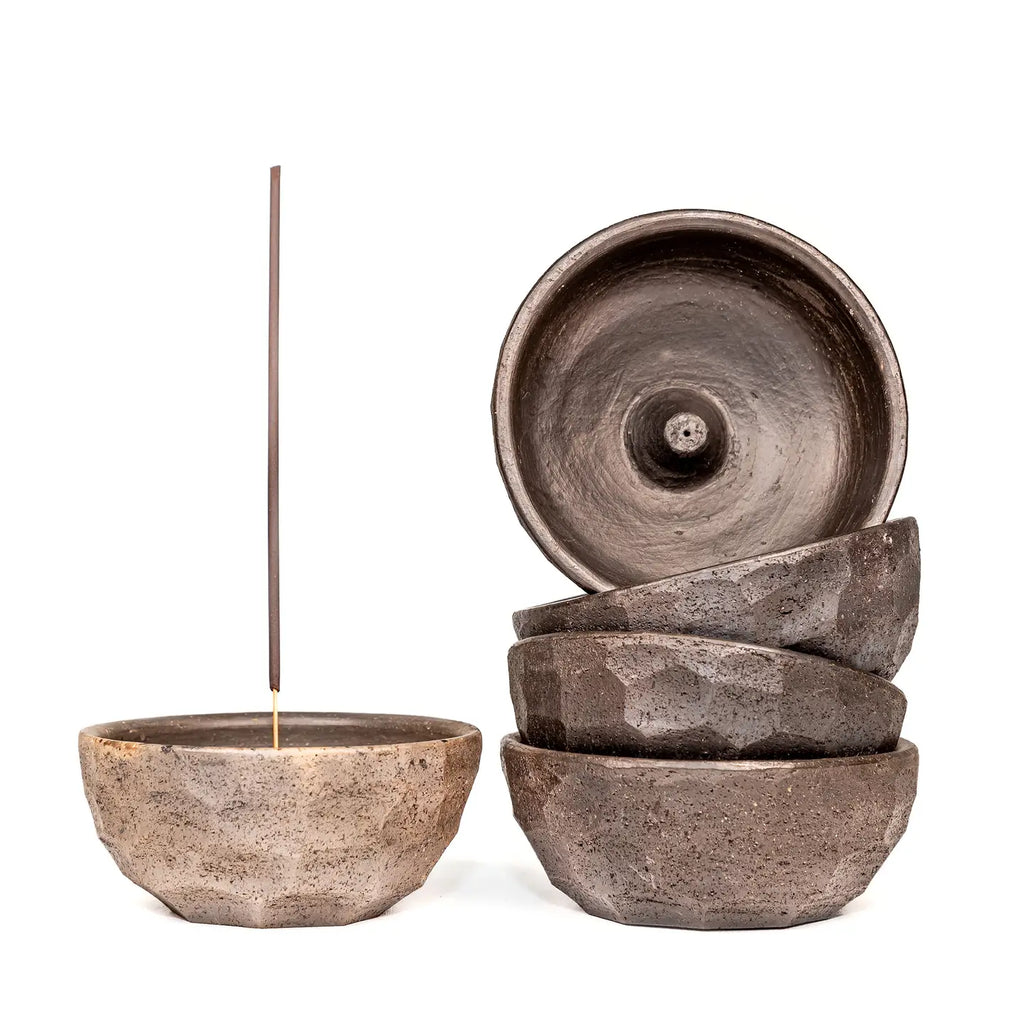 Oaxacan Barro Negro Incense Burner Bowl — Handcrafted Zapotec Pottery from Santa María Atzompa