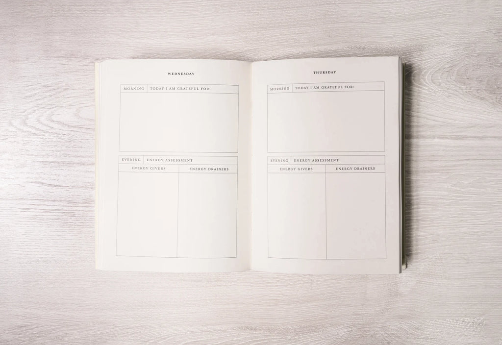 Open book with a table of contents on a light wooden surface