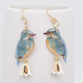 Resin Bluebird Charm Dangle Earrings—Bohemian Nature-Inspired Earrings