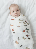 Butterfly Migration Cotton Muslin Baby Swaddling Blanket