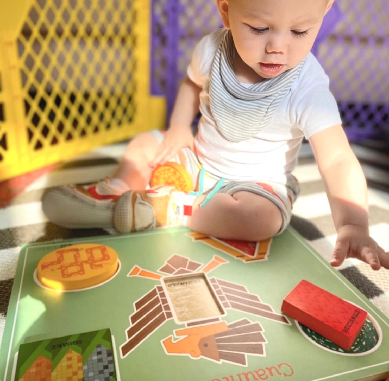 Cuauhtémoc: A Bilingual Wooden Shapes Puzzle — Learn Shapes in English & Spanish