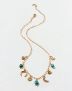 Desert Moon Turquoise + Gold Charm Necklace