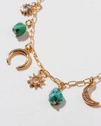 Desert Moon Turquoise + Gold Charm Necklace