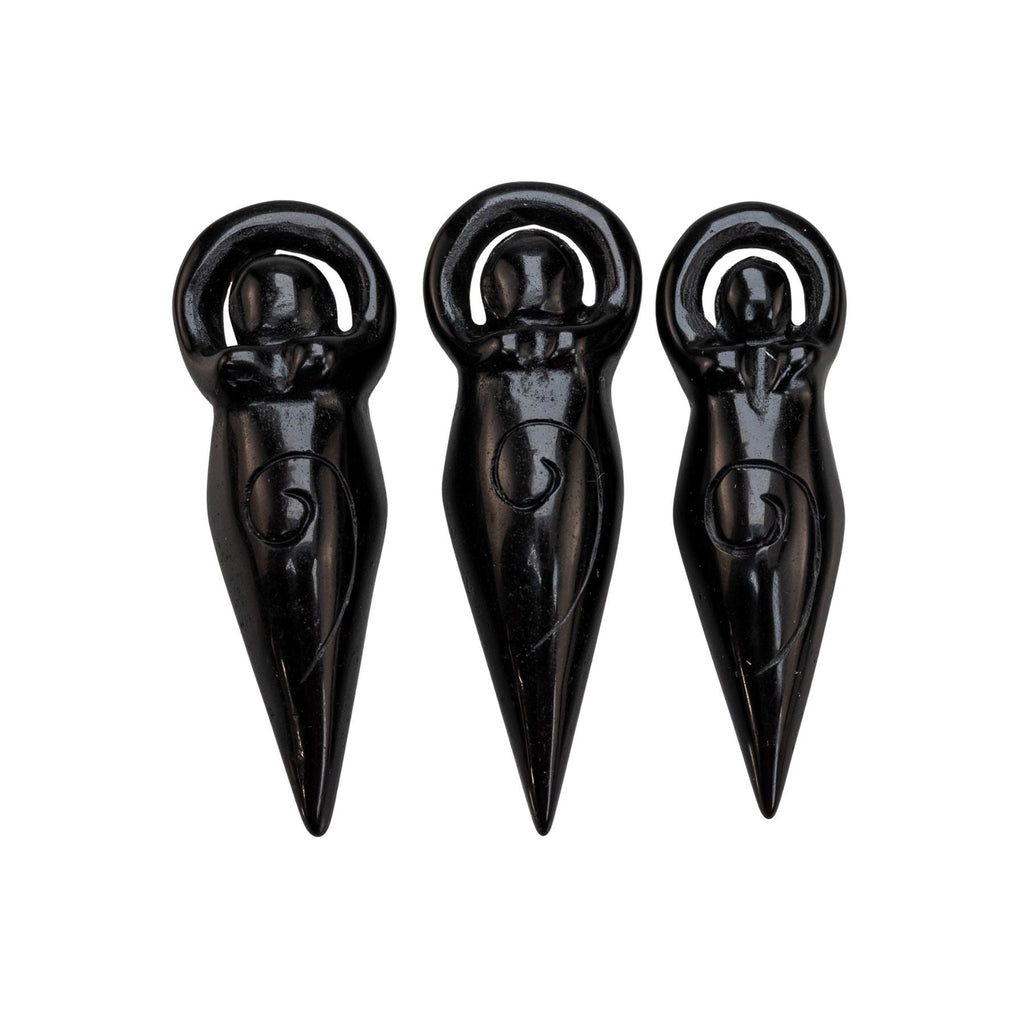 Black Obsidian Crystal Goddess — Divine Feminine Protection & Womb Healing Stone