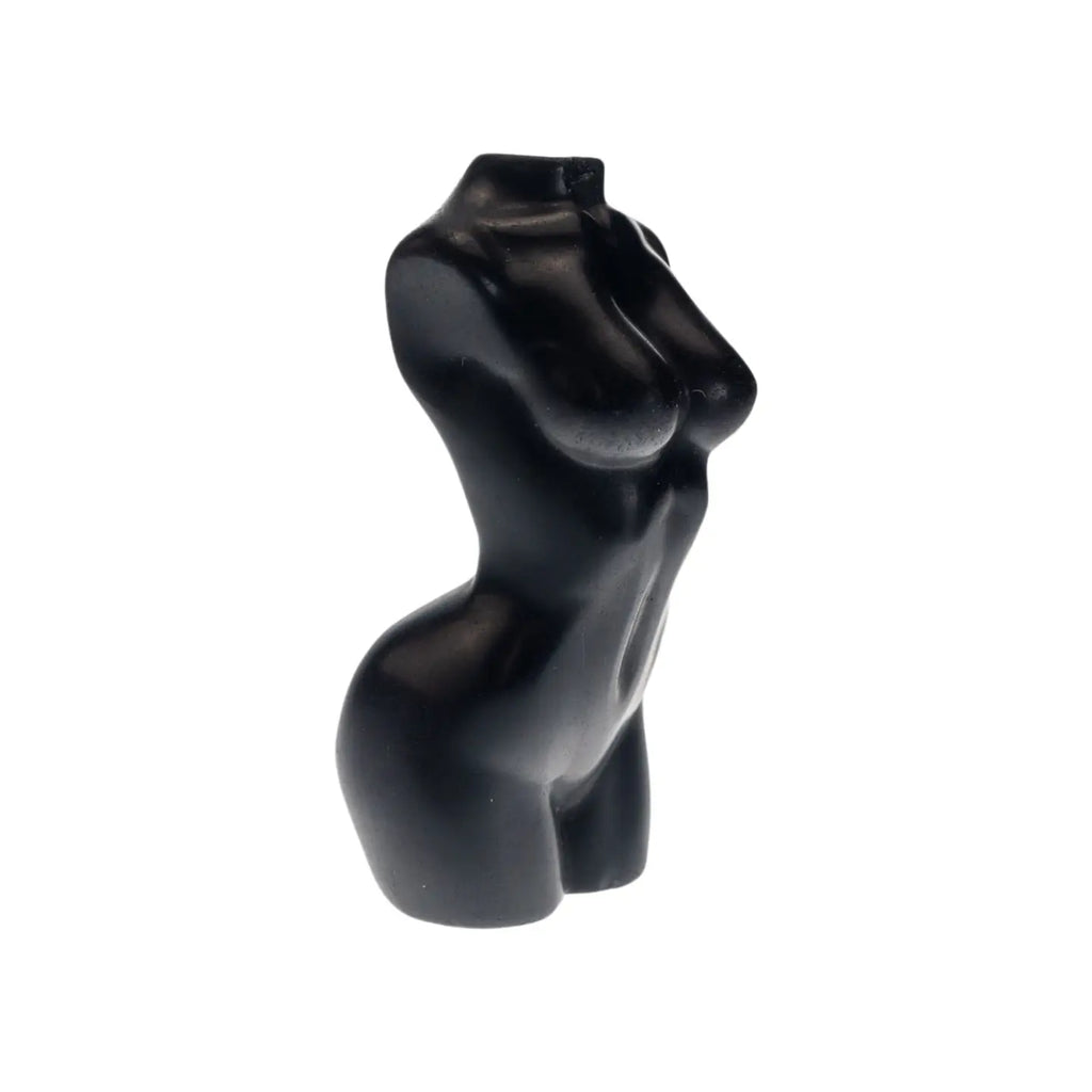 Black Obsidian Crystal Goddess Torso — Divine Feminine Protection & Grounding Sculpture