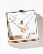 Golden Horizon Layered Necklace Set | 14KT Gold Plated Layered Necklace Set with Genuine Citrine