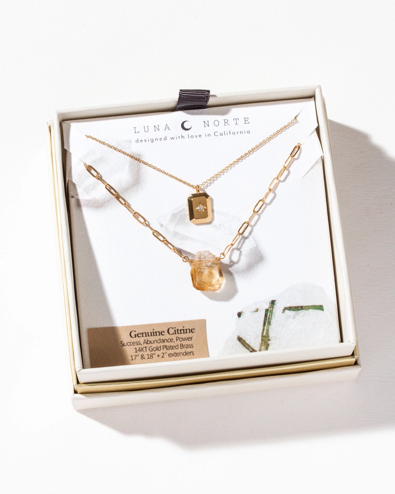 Golden Horizon Layered Necklace Set | 14KT Gold Plated Layered Necklace Set with Genuine Citrine