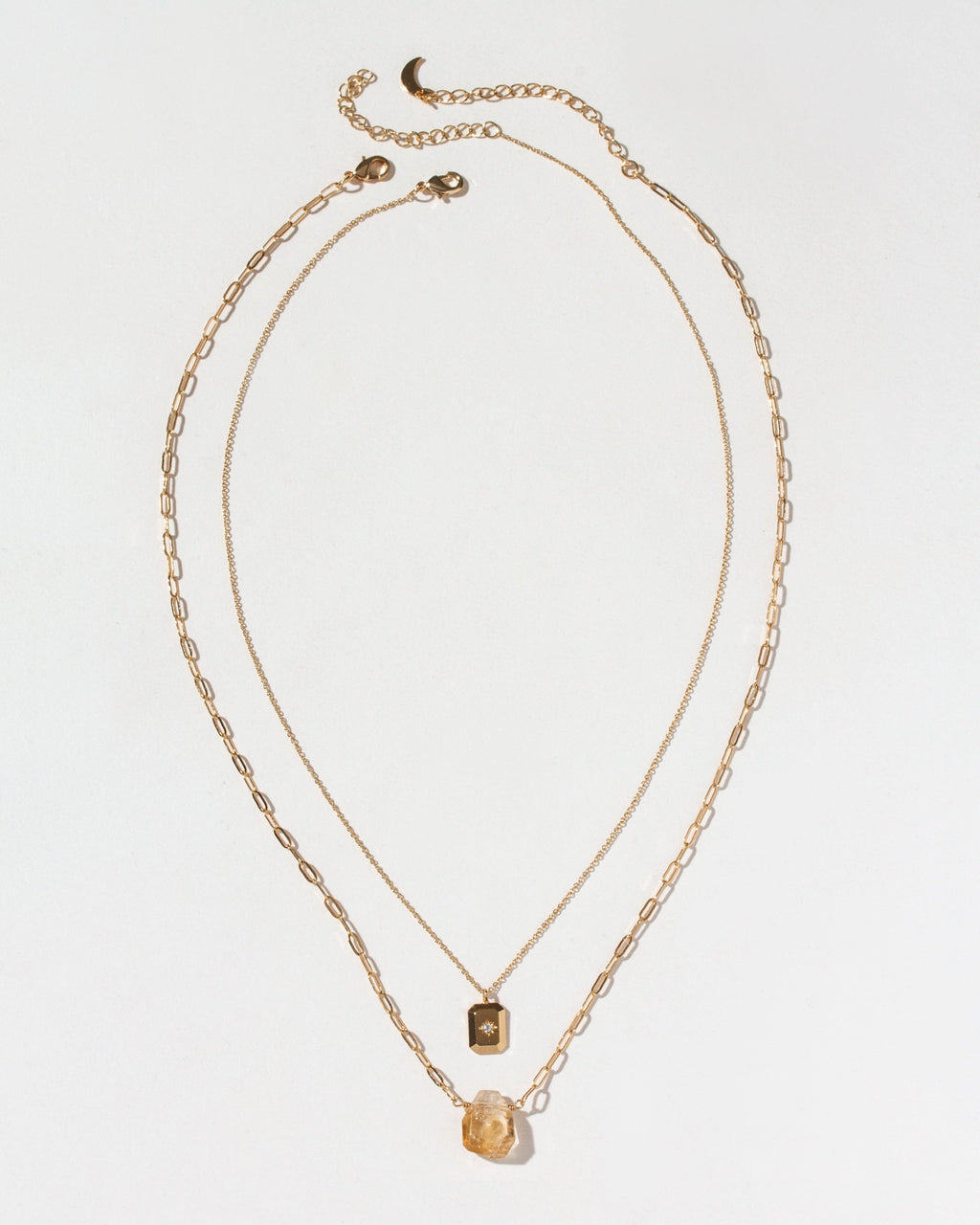 Golden Horizon Layered Necklace Set | 14KT Gold Plated Layered Necklace Set with Genuine Citrine