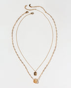 Golden Horizon Layered Necklace Set | 14KT Gold Plated Layered Necklace Set with Genuine Citrine