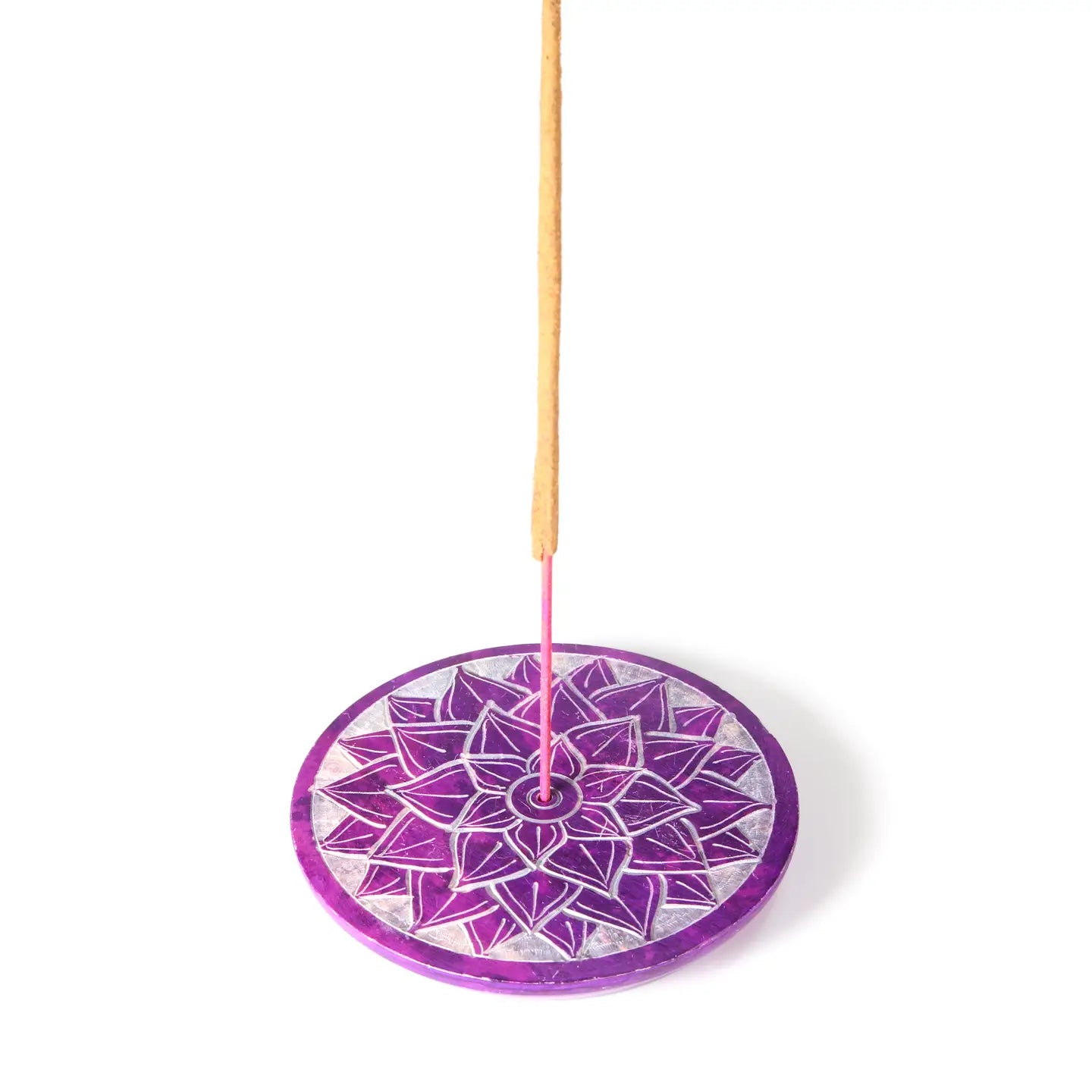 Soapstone Incense Burner Plate — Crown Chakra (Sahasrara) | 3” Ritual Burner