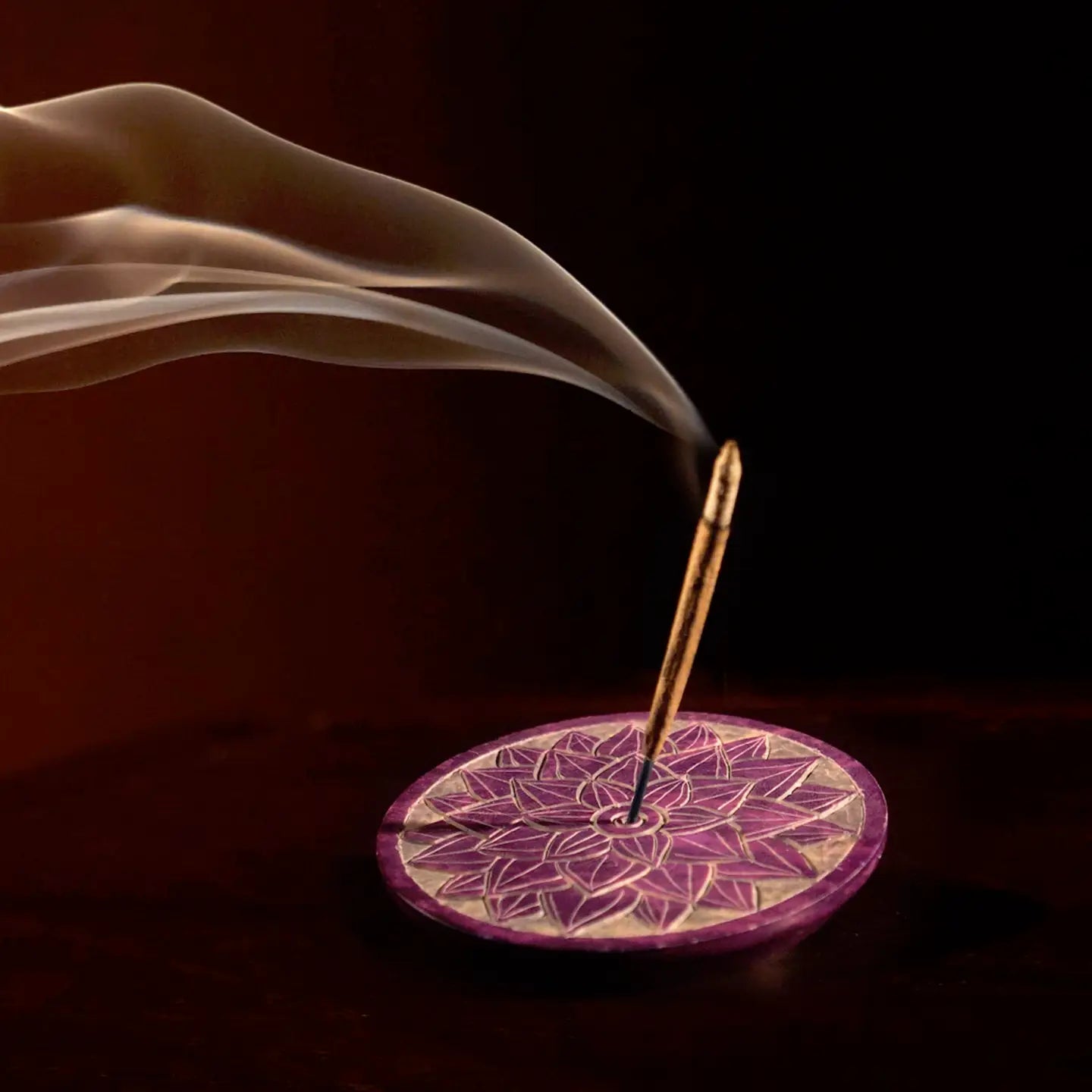 Soapstone Incense Burner Plate — Crown Chakra (Sahasrara) | 3” Ritual Burner