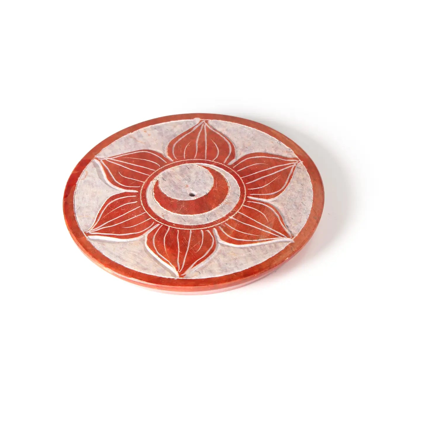 Soapstone Incense Burner Plate — Sacral Chakra (Svadhishtana) | 3” Ritual Burner
