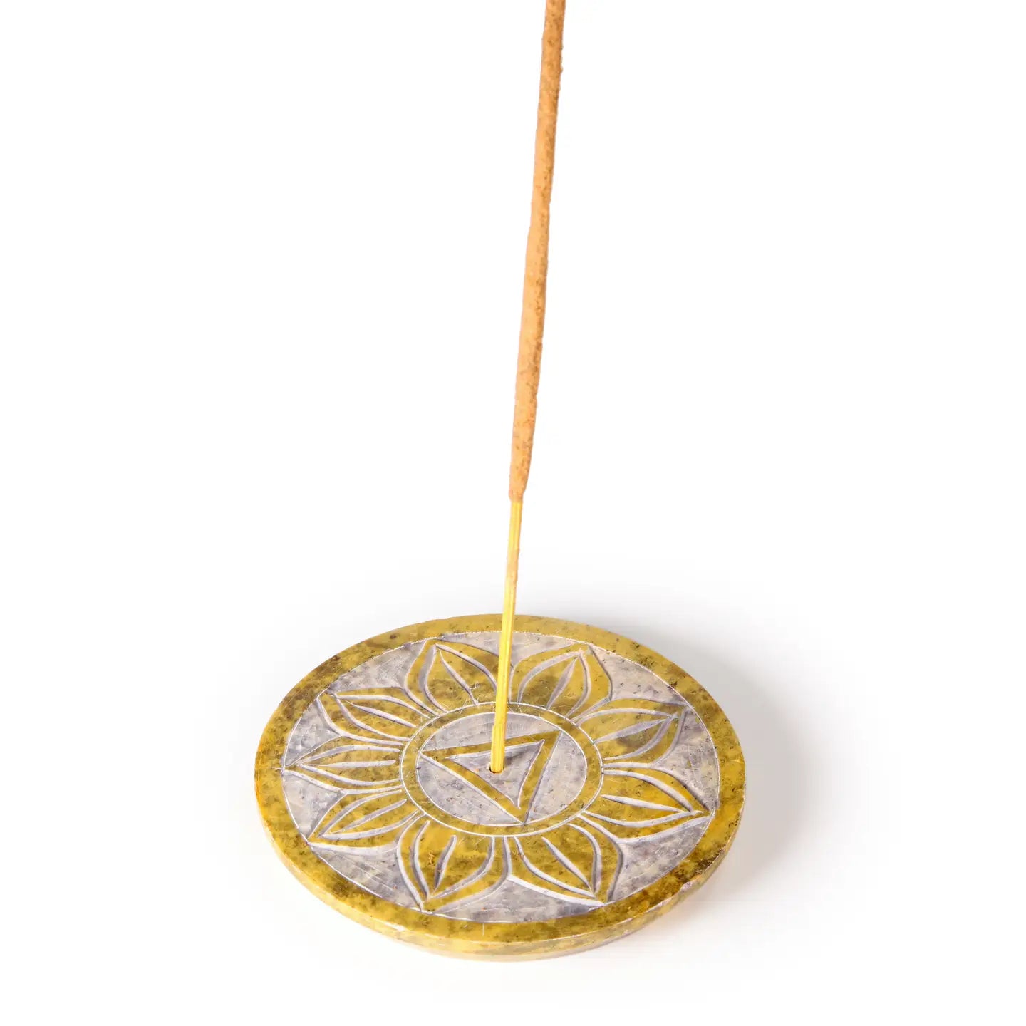 Soapstone Incense Burner Plate — Solar Plexus Chakra (Manipura) | 3” Ritual Burner