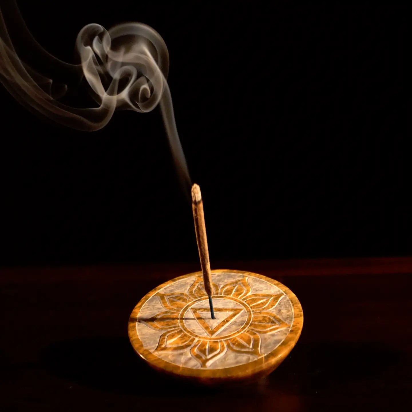 Soapstone Incense Burner Plate — Solar Plexus Chakra (Manipura) | 3” Ritual Burner