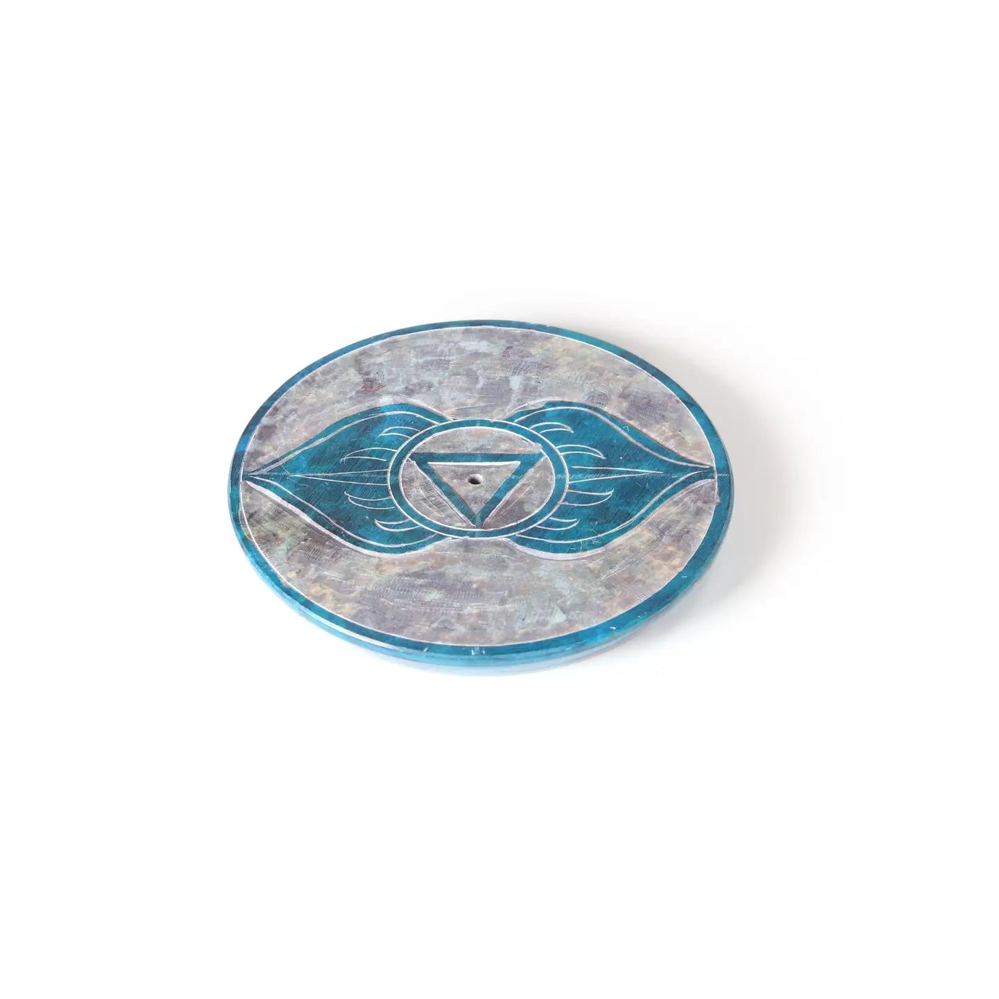 Soapstone Incense Burner Plate — Third Eye Chakra (Ajna) | 3” Ritual Burner