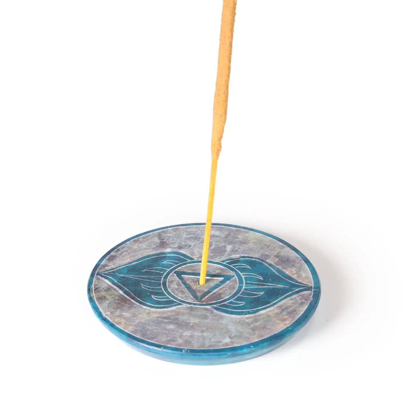 Soapstone Incense Burner Plate — Third Eye Chakra (Ajna) | 3” Ritual Burner