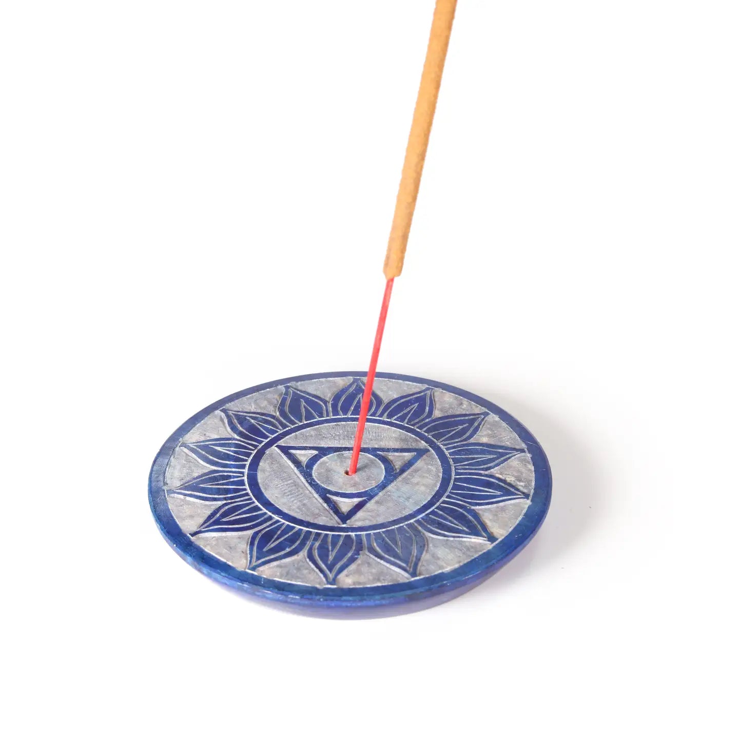 Soapstone Incense Burner Plate — Throat Chakra (Vishuddha) | 3” Ritual Burner
