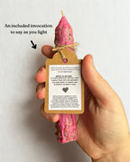 Love Anointed Ritual Candle — Dressed Pink Taper for Self Love & Sacred Romance