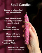 Love Anointed Ritual Candle — Dressed Pink Taper for Self Love & Sacred Romance