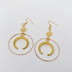 Moon & Star Large Ring Dangle Earrings—Bohemian Celestial Statement Moon Earrings