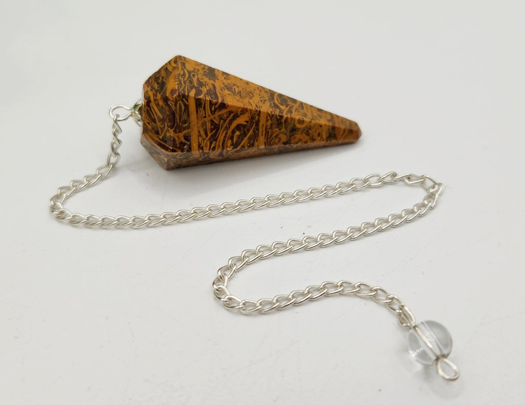 Calligraphy Jasper Faceted Pendulum — Divination Tool for Grounding Wisdom & Ancestral Insight