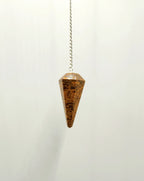 Calligraphy Jasper Faceted Pendulum — Divination Tool for Grounding Wisdom & Ancestral Insight