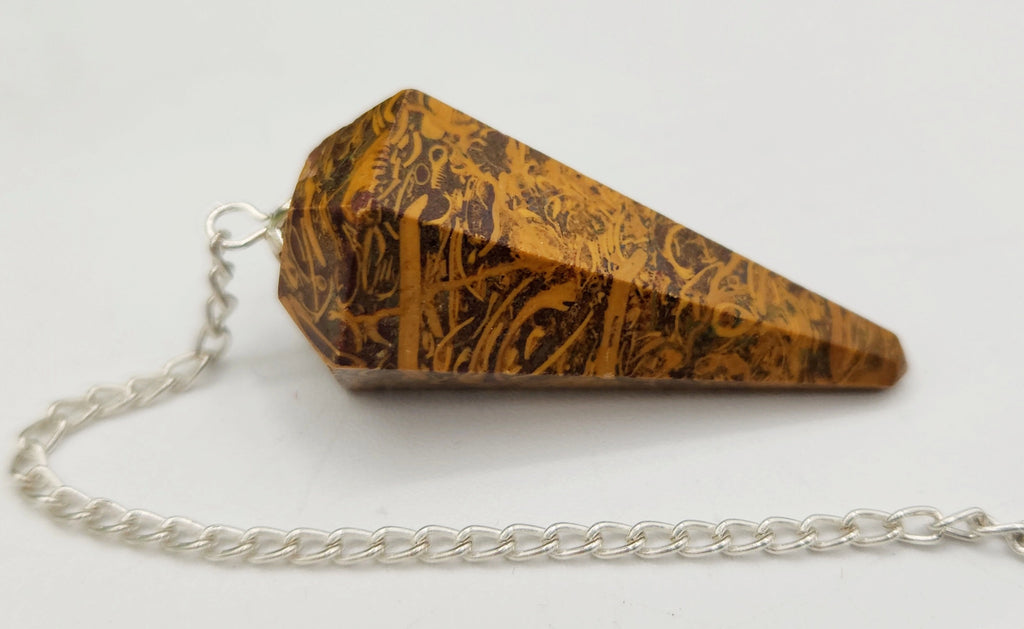 Calligraphy Jasper Faceted Pendulum — Divination Tool for Grounding Wisdom & Ancestral Insight