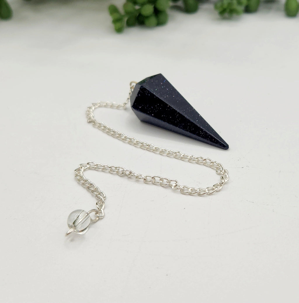 Blue Goldstone Pendulum — Divination Tool for Intuition, Focus, Celestial Energy