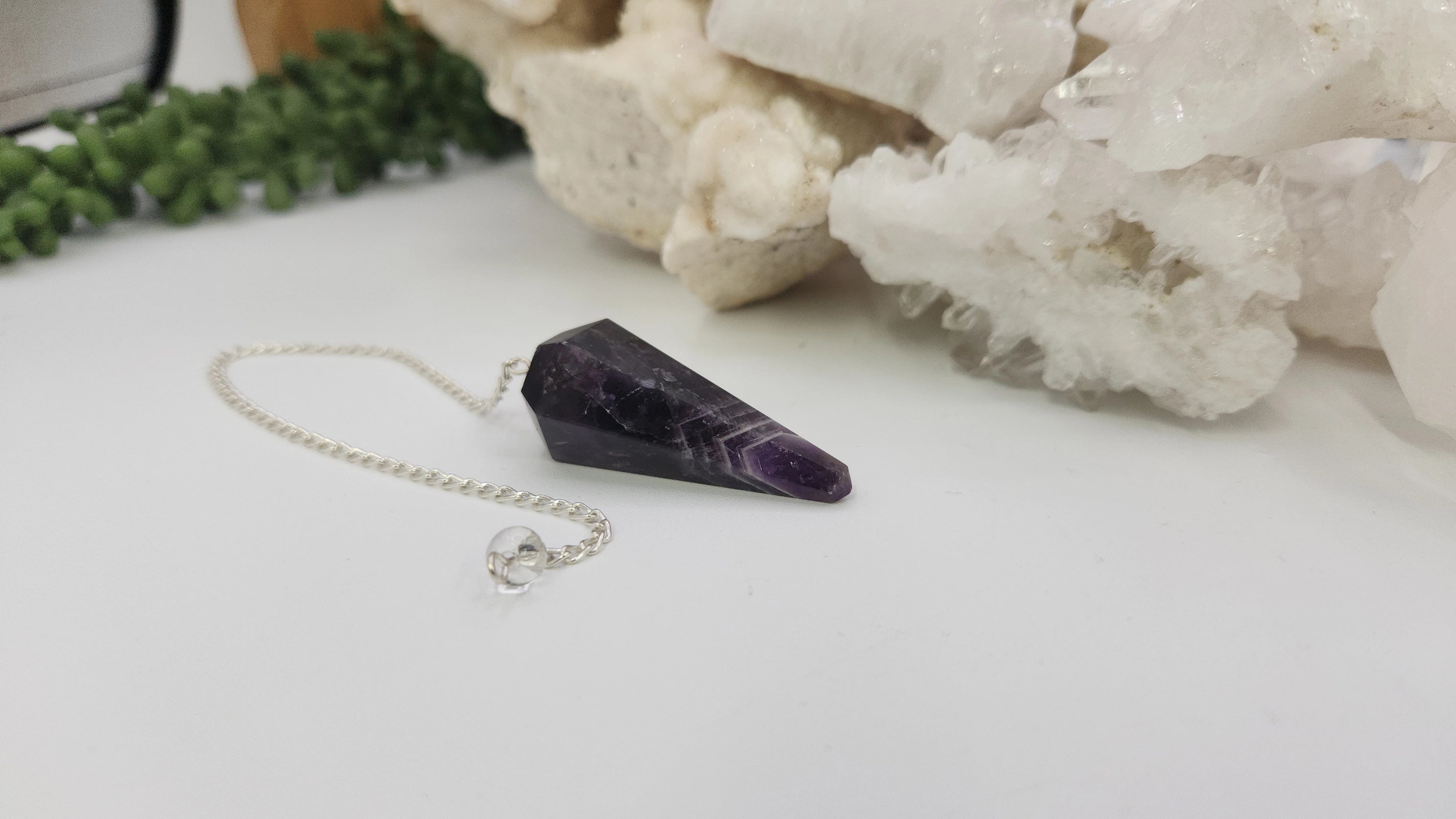 Chevron Amethyst Pendulum — Intuition, Clarity & Spiritual Balance Divination Tool