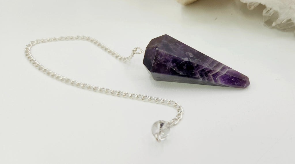 Chevron Amethyst Pendulum — Intuition, Clarity & Spiritual Balance Divination Tool