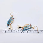 Resin Bluebird Charm Dangle Earrings—Bohemian Nature-Inspired Earrings