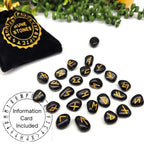 Black Agate Rune Stone Set — Protection, Grounding & Ancient Divination Tools
