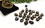 Black Agate Rune Stone Set — Protection, Grounding & Ancient Divination Tools
