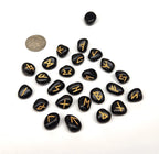 Black Agate Rune Stone Set — Protection, Grounding & Ancient Divination Tools