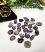 Chevron Amethyst Rune Stone Set — Intuition, Clarity & Spiritual Guidance Divination Tools