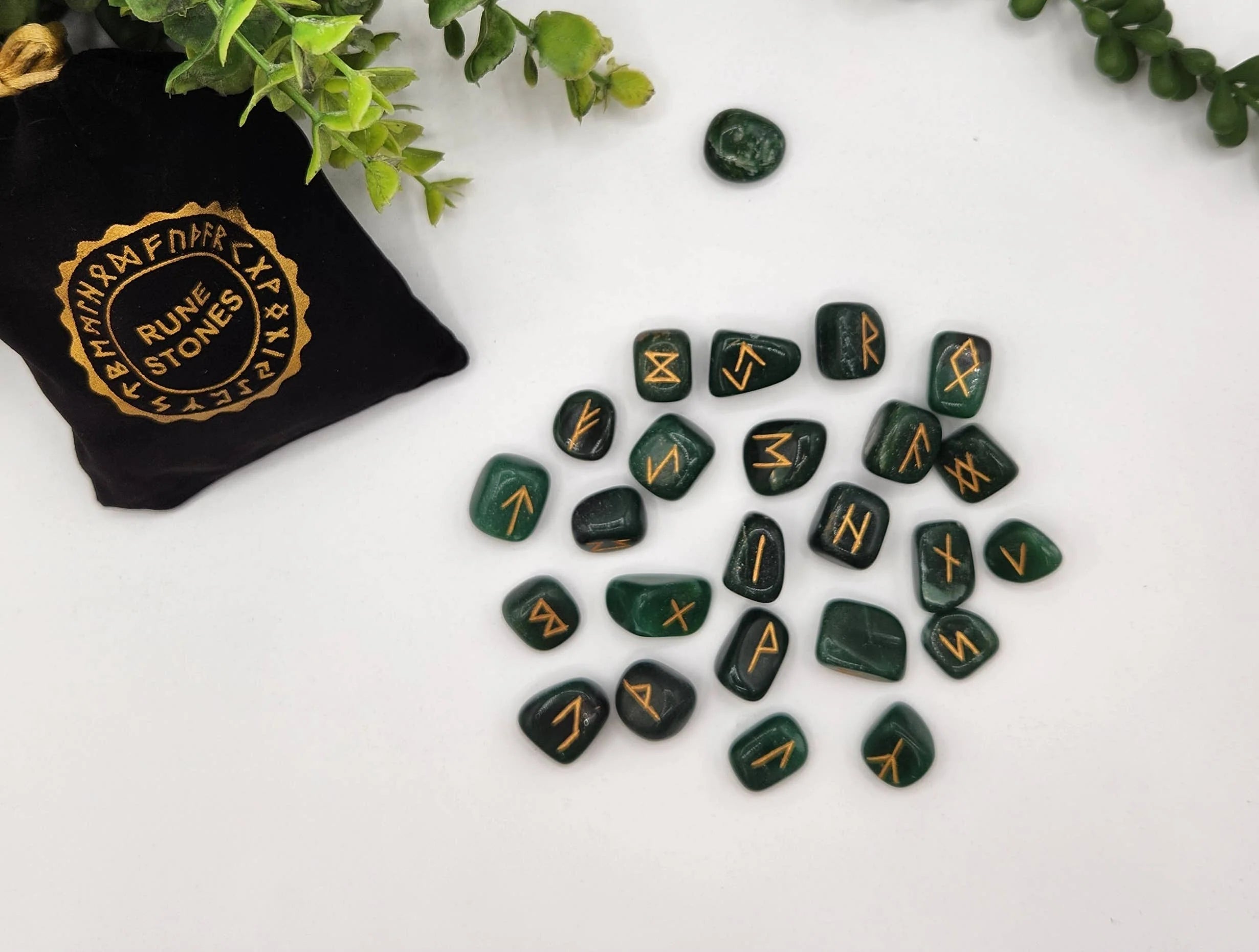 Jade Rune Stone Set — Harmony, Wisdom & Heart-Centered Divination Tools
