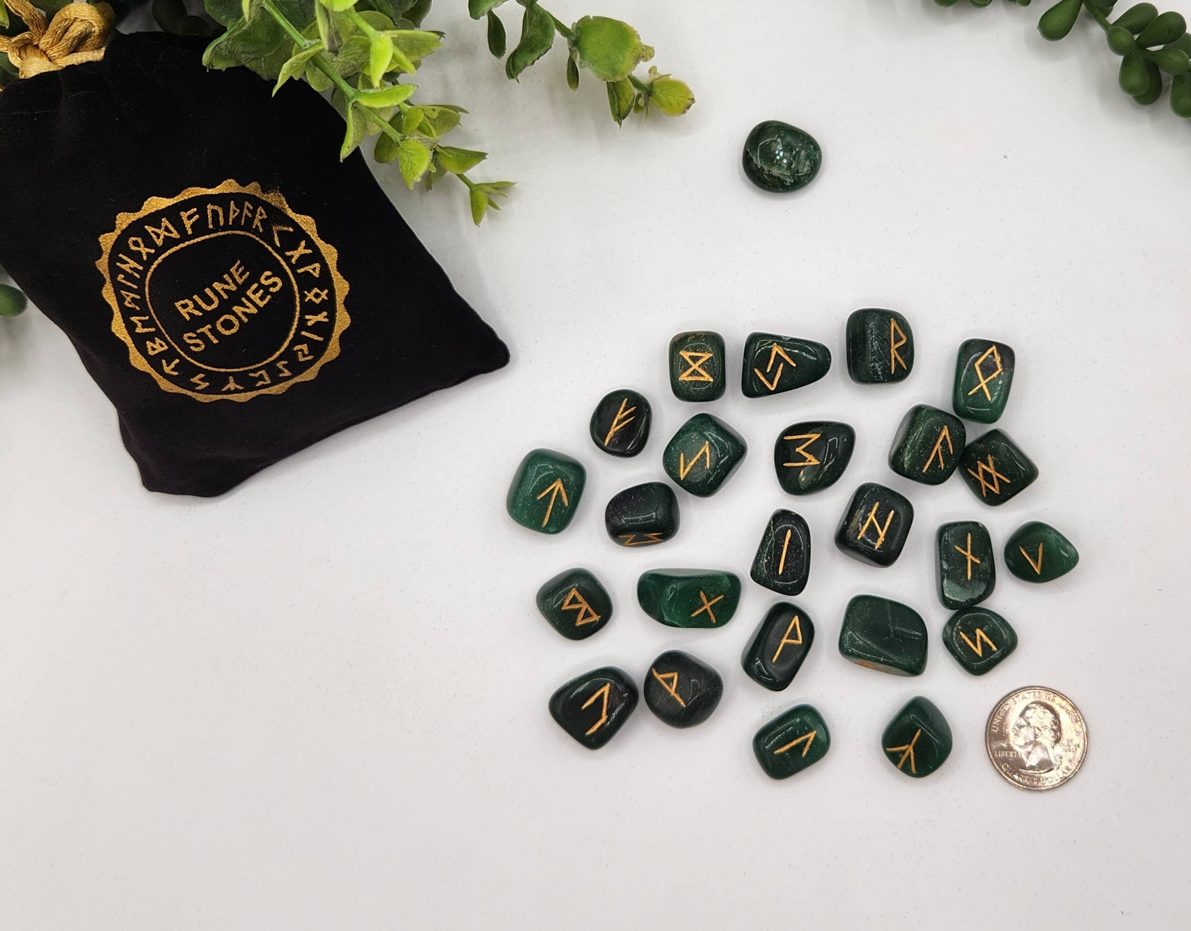 Jade Rune Stone Set — Harmony, Wisdom & Heart-Centered Divination Tools